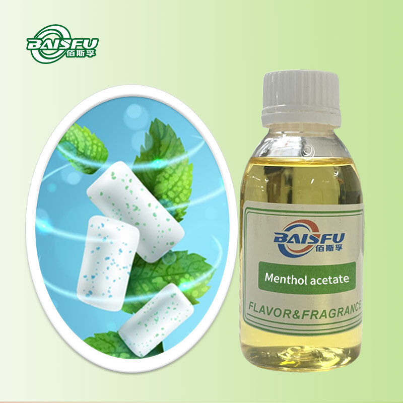 Baisfu Menthol acetate CAS:89-48-5 Food grade Food flavor 99% Light yellow transparent liquid for Food, beverages, cosmetics and personal care